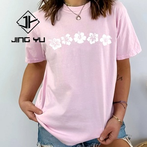 Camiseta de Alta Calidad con Logotipo Personalizado Estampado para Verano, Camiseta Holgada con Cuello Redondo de Algodón para Mujer - Product Image 2