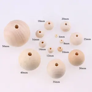 공장 도매 5-50mm 연꽃 나무 자연 색상 라운드 나무 느슨한 구슬 보석 액세서리 DIY 보석 만들기