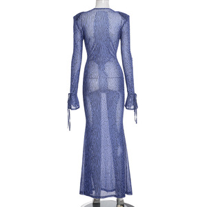 Robes pour femmes D25DS419, nouvelle collection hiver, imprimé léopard, velours, maille, col en V, manches longues, robe de soirée <span class=keywords><strong>Naxi</strong></span> - Product Image 4