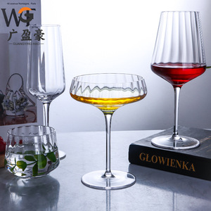 Verre à vin en cristal de luxe à facettes, à pied haut, à rayures verticales, de style nordique et allemand, pour vin rouge et blanc - Product Image 2