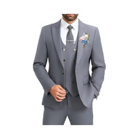 Traje de boda profesional para hombre al por mayor, conjunto formal de negocios de 3 piezas con cierre de cremallera en el pantalón - Conjunto de traje estilo asiático