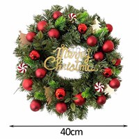 Fournitures de décorations de Noël en gros Grands ornements suspendus 24 pouces 60cm Couronne de Noël verte artificielle personnalisée
