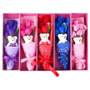 Plush Toy Teddy Bear Rose Flower Bouquet Plushy For Valentine Gift