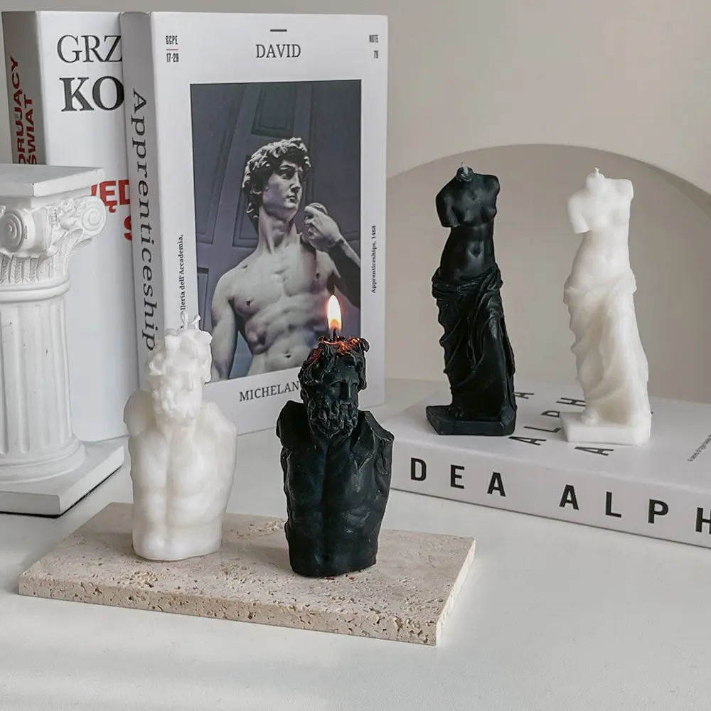有名なギリシャの大理石のLaocoon男性と女性の香りのキャンドル家の装飾と休日の使用のための手作りのパラフィンワックス