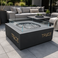Table de foyer au gaz carrée en acier au carbone de style moderne pour l'extérieur avec télécommande et réservoir de propane dissimulé pour les fêtes