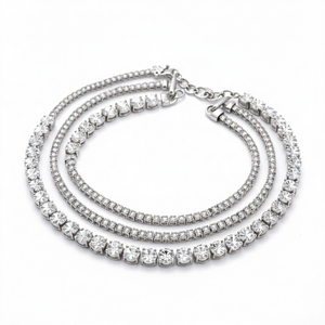 Pulsera de tenis para mujer con diamantes creados en laboratorio, plata de ley, chapado en rodio, corte excelente, claridad VS1 - Product Image 1