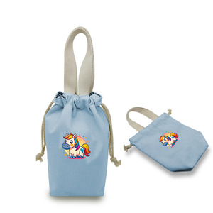 Customized Canvas <b>Drawstring</b> Bag With Unicorn Print Portable Storage <b>Pouch</b> For Water Bottle Mobile Phone Unisex Casual Use - Product Image 5
