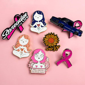 Alfiler de cinta de salud Mental, insignia personalizada con Logo esmaltado duro, Pin de ropa, color rosa y verde, concientización del cáncer - Product Image 1