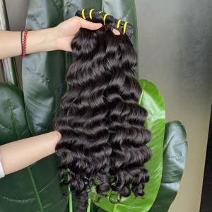 הסיטונאי ברזילאי 100% ההודי שיער שמן טבעי עלה גל חבילות שיער שחור 100g עבור כל אחד - Product Image 2