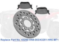 Quad Parts Disque de frein arrière ATV 4X4 pour Honda Rincon TRX650/680/420 Foreman Rubicon 500/520 Pioneer SXS700/500/520