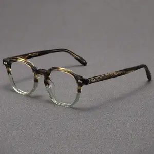 Doğal bir görünüm miyopi okuma gözlüğü erkekler ve kadınlar için desen ile el işi saf titanyum gözlük çerçevesi