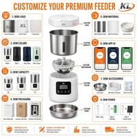 Distributeur automatique intelligent d'aliments pour animaux de compagnie 4,5 L en acier inoxydable avec application Wi-Fi, minuterie programmable, commande vocale et étanchéité pour chat