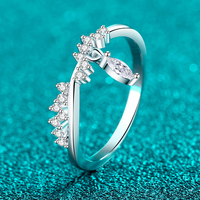 Bague Éternité Classique Empilable en Argent Sterling 925 Plaqué Rhodium avec Moissanite Taille Marquise Sertie en Canal, Bijou de Mariage
