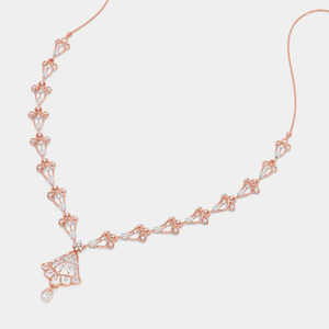 Collar clásico de oro rosa antiguo con diamantes, elegante joya llamativa con piedras brillantes para novias, bodas y fiestas. - Product Image 3