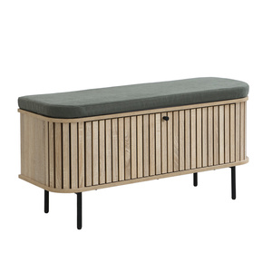 Banc à chaussures en bois avec rangement et revêtement en cuir PU, design traditionnel pour l'entrée et l'appartement - Product Image 3