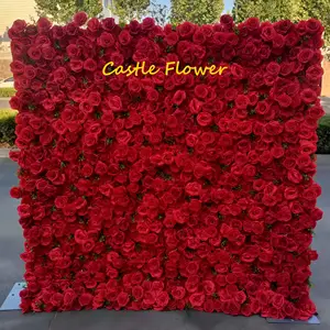 F-FW0062 Custom 3D Roll Up tessuto Base in tessuto rosa seta rosa Flowerwall sfondo pannello Decor muro di fiori artificiali per il matrimonio