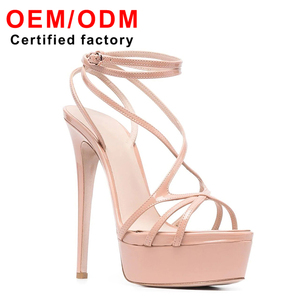 Open Toe Women's Trendy Summer Height Increasing <strong>Heeled</strong> Cross Straps Light Weight PU Slip-On <strong>Black</strong> <strong>Platform</strong> for Outdoor Use - Product Image 1