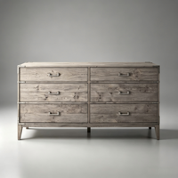 Meubles de chambre à coucher haut de gamme, luxe moderne, finition vieillie personnalisée, commode à 6 tiroirs en bois massif, supports d'angle pour salon