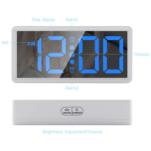 Para reloj despertador LED de sincronización Bluetooth con pantalla Digital grande, 3 niveles de brillo, 2 juegos de función de repetición, movimiento electrónico - Product Image 3