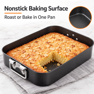 Bandeja para Asar de Acero al Carbono Antiadherente con Rejilla en V Extraíble, Asador Rectangular para Pavo con Asas para Carne y Aves - Product Image 3