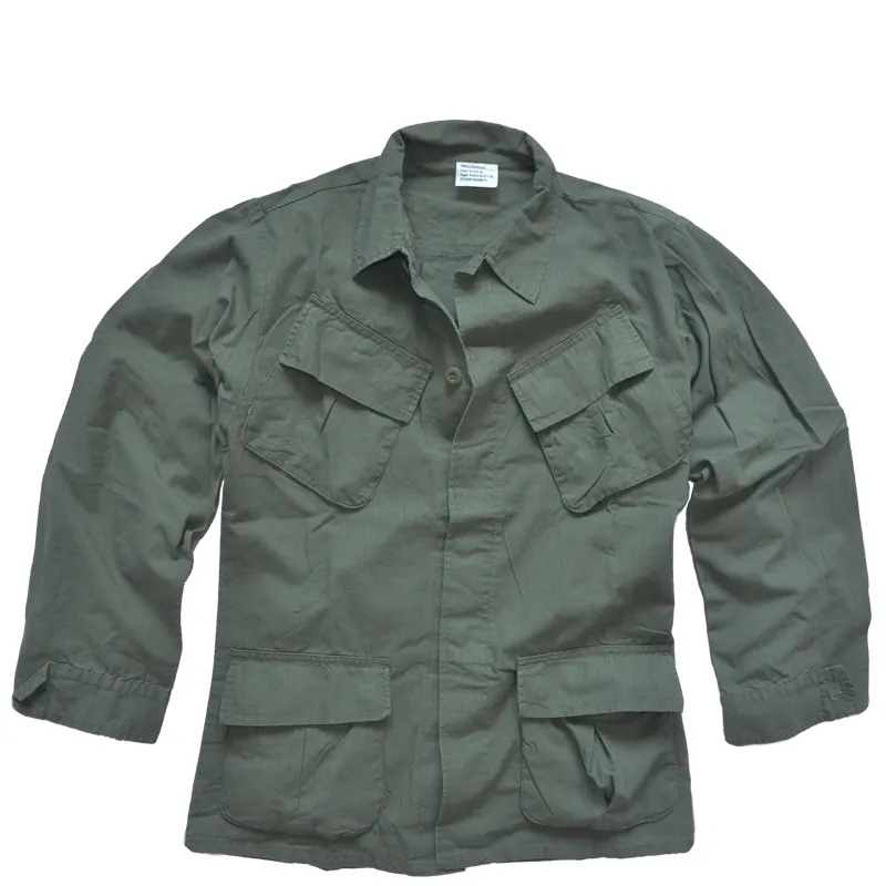 Vintage algodão sarja remendos BDU casaco uniforme camuflagem camisa tcu selva verde azeitona campo chuva camo P41 FADIGUE JACKET para homens