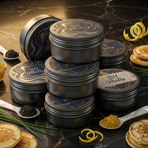 Personnalisation en gros de boîtes en aluminium plates et rondes de 50 g pour l'emballage du <span class=keywords><strong>caviar</strong></span> - Product Image 5