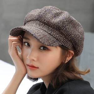 Gorro octogonal a cuadros Retro para mujer de otoño-invierno, sombrero de <span class=keywords><strong>pintor</strong></span> de lana, sombrero de boina británico para mujer - Product Image 5