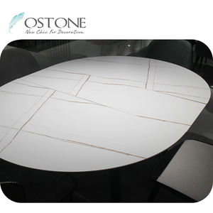 <span class=keywords><strong>Set</strong></span> tavolo da pranzo estensibile in pietra sinterizzata bianca salvaspazio per mobili da cucina - Product Image 4