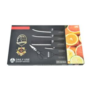 Ensemble de 6 couteaux de cuisine en acier inoxydable, couteaux de chef, couteau à découper la viande, couteau à fruits, éplucheur, ciseaux - Product Image 2