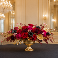Bordeauxrood Goud Zijde Kunstbloemen Handgemaakt Herbruikbaar Stofbestendig Korte Vaas Franse Elegante Vintage Stijl Klaar voor gebruik