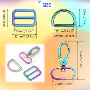 Rainbow Swivel Hook Claw Clasp Mm Slide <b>Strap</b> Buckle D Ring Adjuster Buckle For Dog Collar <b>Backpack</b> Purse Hardware - Product Image 2