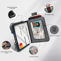 Dompet Kulit PU Pendek Model Baru RFID dengan Engsel, Kantong Tarik Depan, Tempat Kartu Magnetik, Tipis, Terbuka, Laris Manis