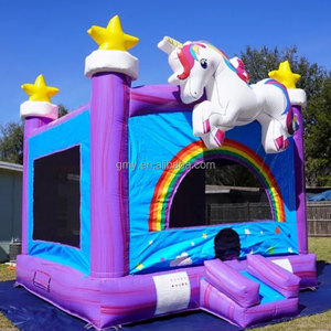 GMY Inflatables, <span class=keywords><strong>aire</strong></span> <span class=keywords><strong>de</strong></span> <span class=keywords><strong>jeux</strong></span> gonflable pour bébé, licorne arc-en-ciel bleu violet, château gonflable pour fête et événement - Product Image 1