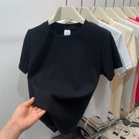 T-shirts blancs de luxe personnalisés, basiques, en coton, t-shirts pour bébés, crop tops pour femmes