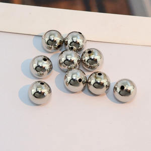 목걸이 주얼리 제작용 <span class=keywords><strong>10mm</strong></span> 12mm 14mm 16mm 18mm 대형 사이즈 18k 골드 실버 도금 메탈 황동 속이 빈 라운드 볼 비즈 - Product Image 4