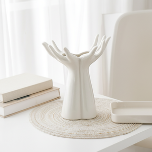 <span class=keywords><strong>Vase</strong></span> à fleurs <span class=keywords><strong>en</strong></span> porcelaine au design minimaliste moderne, <span class=keywords><strong>en</strong></span> <span class=keywords><strong>forme</strong></span> <span class=keywords><strong>de</strong></span> main <span class=keywords><strong>humaine</strong></span>, pour arrangement floral, pot décoratif pour salon - Product Image 5