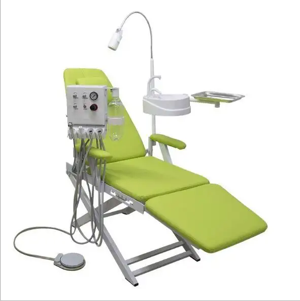 Silla Dental plegable portátil de alta calidad, unidad móvil con turbina de luz LED