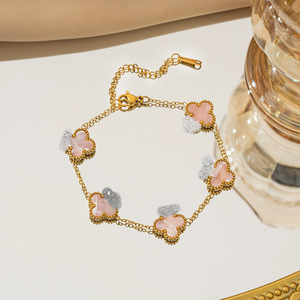 Bracelet trèfle à quatre feuilles <span class=keywords><strong>en</strong></span> <span class=keywords><strong>pierre</strong></span> <span class=keywords><strong>naturelle</strong></span> unisexe, luxe léger, sensation haut de gamme, <span class=keywords><strong>bijoux</strong></span> transfrontaliers très demandés <span class=keywords><strong>en</strong></span> gros - Product Image 6