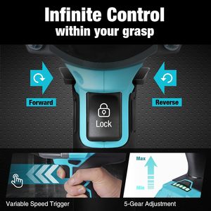 Llave de Impacto Inalámbrica de 1/2 Pulgada y 20V, 600 Ft-Lbs, 5 Configuraciones, Motor sin Escobillas, Carga Rápida, Batería de Iones de Litio de 4.0Ah, Vasos Incluidos - Product Image 5
