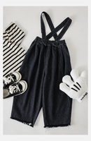 Pantalon à bord brut pour garçons avec bretelles cou-de-pied, épaules détachables Jeans en denim Automne Nouveaux pantalons amples décontractés pour enfants
