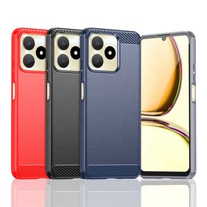 Funda de teléfono de TPU a prueba de golpes con textura de fibra de carbono cepillado suave y Flexible para OPPO Realme 11 <span class=keywords><strong>Pro</strong></span> C53 11 A1 A98 A56 A78 Reno 8T 10 - Product Image 1