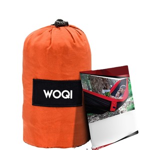 Hamac de camping double Woqi en nylon, capacité 204 kg, hamac d'extérieur léger avec sangles réglables et mousqueton, couleur orange - Product Image 1