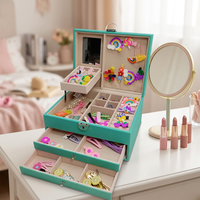 LG7239 PU-Leder Vintage Schmuckorganizer Box Organizer mit Schublade für Weihnachten Geburtstag Valentinstag Geschenk - GRÜN