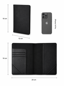 Portefeuille de voyage en cuir personnalisé avec porte-passeport, organiseur pour cartes d'embarquement, argent liquide et stylo - Product Image 4