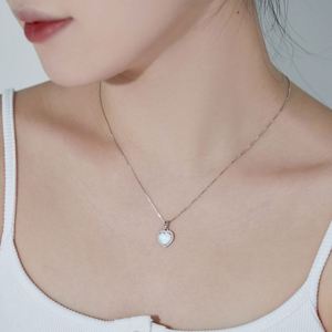 Dylam Top End Women Jewelry Diamond Gemstone Sterling Silver Zirconia Eternity Heart Shape Halo Synthetic <b>Opal</b> Pendant <b>Necklace</b> - Product Image 6