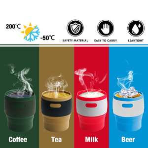 Gobelet en silicone pliable réutilisable de 350 ml, qualité alimentaire, tasse à café pliable pour les voyages et le camping - Product Image 3
