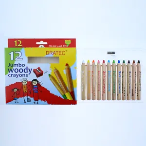 Standard 3 In 1 Water Soluble Color Pencil 6/12 Colors Jumbo Size Wooden Crayons With Sharpener