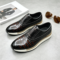 1 paire MOQ, chaussures décontractées pour hommes en cuir de haute qualité à semelle épaisse, baskets en cuir à motif crocodile, chaussures habillées décontractées pour affaires