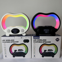 Draadloze Oplader Pad Stand Speaker Met Rgb Nachtlampje Wekker Lamp 15W Snel Oplaadstation Voor Iphone & Samsung & Iwatch