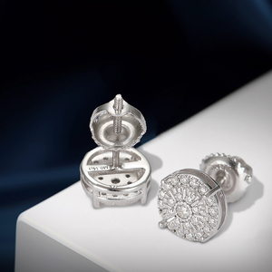 Brillante redondo 925 plata esterlina VVS Lab Grow Diamonds Moissanite Stud Pendiente Uso diario para mujeres y hombres. - Product Image 5
